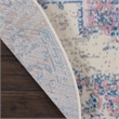 Nourison Grafix 4' x Round White and Pink Fabric Vintage Area Rug (4' Round)