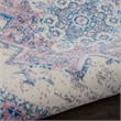 Nourison Grafix 4' x Round White and Pink Fabric Vintage Area Rug (4' Round)