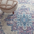 Nourison Grafix 4' x Round White and Pink Fabric Vintage Area Rug (4' Round)
