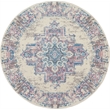 Nourison Grafix 4' x Round White and Pink Fabric Vintage Area Rug (4' Round)