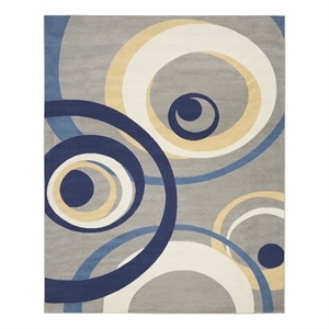 Nourison Grafix 7'10&quot x 9'10&quot Grey Mid-Century Modern Indoor Rug Polypropylene