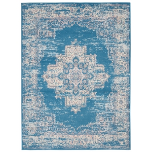 Nourison Grafix 5' x 7' Blue Fabric Vintage Area Rug (5' x 7')