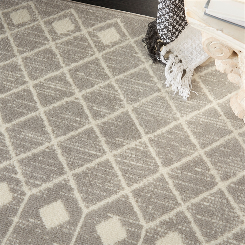 nourison grafix 6' x 9' bohemian indoor rug in gray
