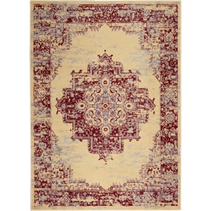 Nourison Grafix 5' x 7' Red and White Fabric Vintage Area Rug (5' x 7')