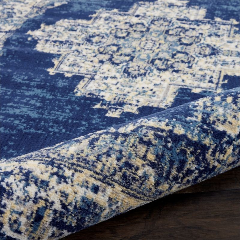Nourison Grafix 6' x 9' Navy Blue Transitional Indoor Rug Polypropylene