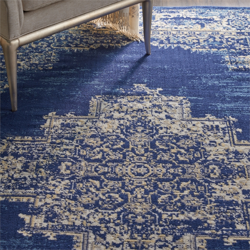 Nourison Grafix 6' x 9' Navy Blue Transitional Indoor Rug Polypropylene