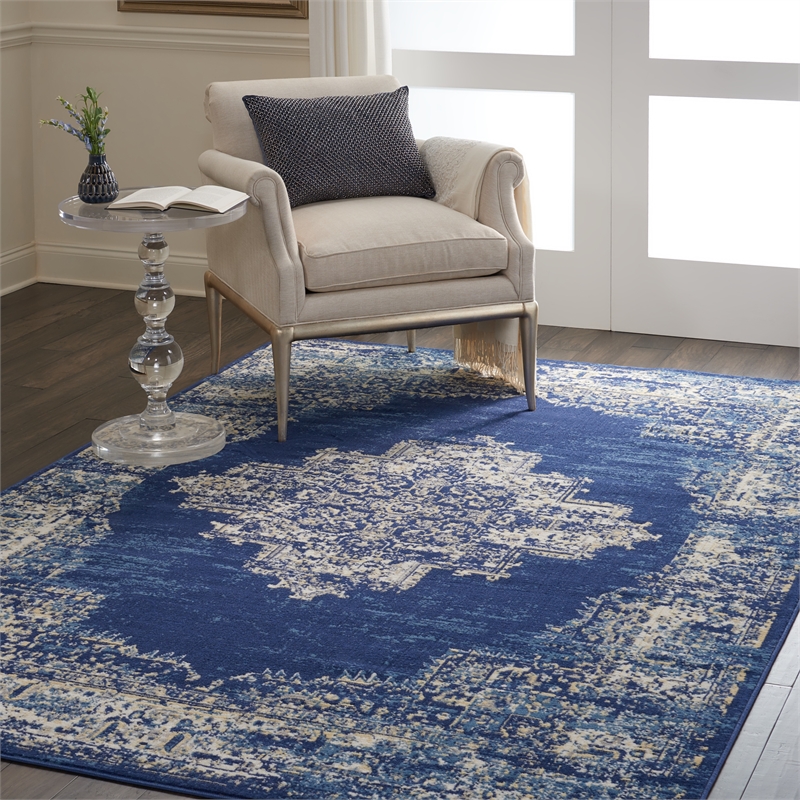 Nourison Grafix 6' x 9' Navy Blue Transitional Indoor Rug Polypropylene