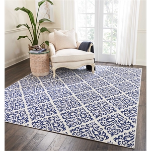 Nourison Grafix 7'10&quot x 9'10&quot White/Blue Transitional Indoor Rug