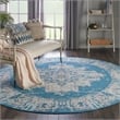 Nourison Grafix 8' x Round Blue Fabric Vintage Area Rug (8' Round)