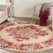 Nourison Grafix 8' x Round Red and White Fabric Vintage Area Rug (8' Round)