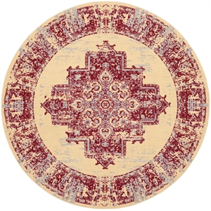 Nourison Grafix 8' x Round Red and White Fabric Vintage Area Rug (8' Round)