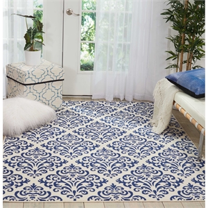 Nourison Grafix 5'3&quot x 7'3&quot White/Blue Transitional Indoor Rug