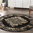 Nourison Grafix 5' x Round Black and White Fabric Vintage Area Rug (5' Round)