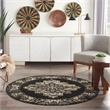 Nourison Grafix 5' x Round Black and White Fabric Vintage Area Rug (5' Round)