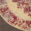 Nourison Grafix 5' x Round Red and White Fabric Vintage Area Rug (5' Round)