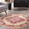 Nourison Grafix 5' x Round Red and White Fabric Vintage Area Rug (5' Round)