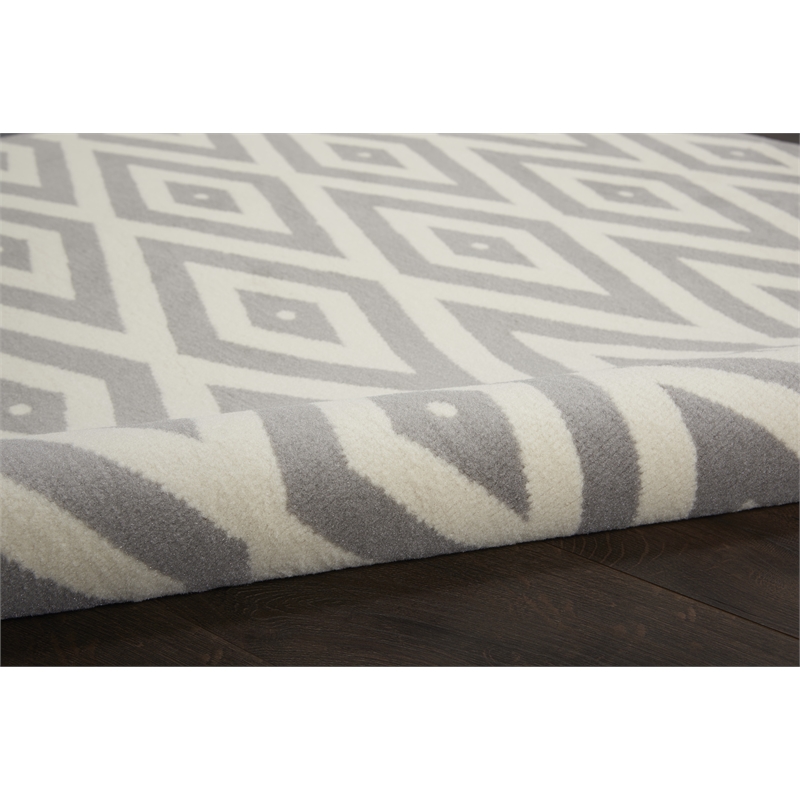 Nourison Grafix 8' x ROUND White/Gray Mid-Century Modern Indoor Rug