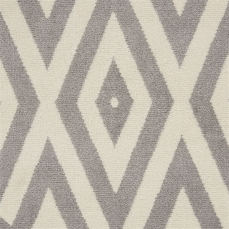 Nourison Grafix 8' x ROUND White/Gray Mid-Century Modern Indoor Rug