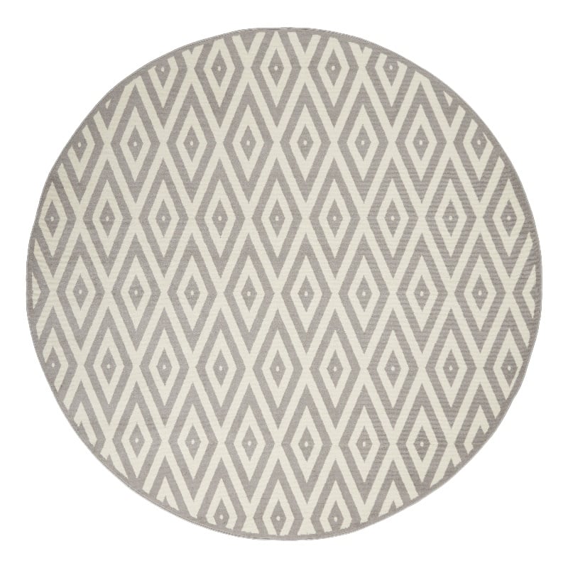 Nourison Grafix 8' x ROUND White/Gray Mid-Century Modern Indoor Rug