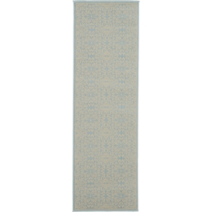 Nourison Jubilant 7' Runner Light Blue Fabric Farmhouse Area Rug (7' Runner)
