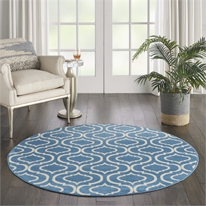 Nourison Jubilant 5'3&quot x ROUND Blue Contemporary Indoor Rug