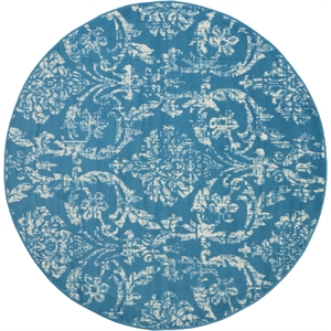 Nourison Jubilant 5' x Round Blue Fabric Vintage Area Rug (5' Round)