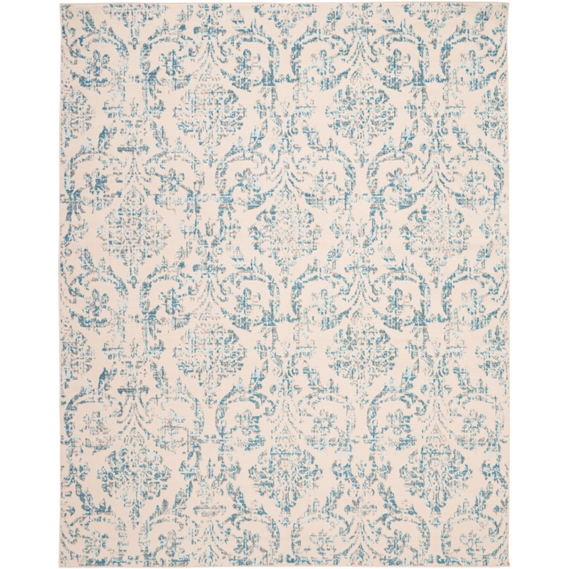 Nourison Jubilant 8' x 10' White and Blue Fabric Vintage Area Rug (8' x 10')