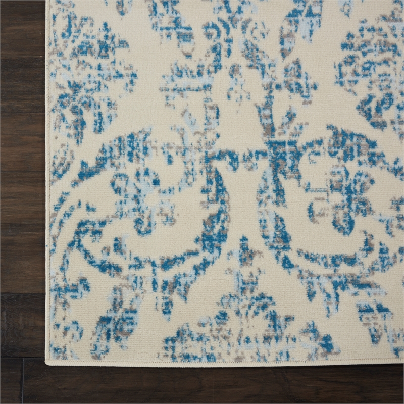 Nourison Jubilant 8' x 10' White and Blue Fabric Vintage Area Rug (8' x 10')