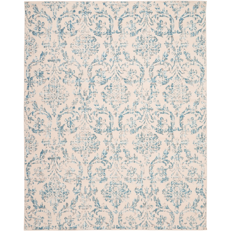 Nourison Jubilant 8' x 10' White and Blue Fabric Vintage Area Rug (8' x 10')