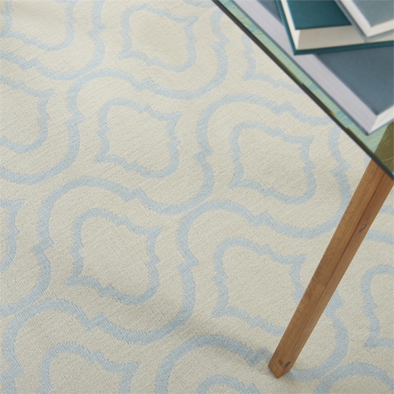 Nourison Jubilant 4' x 6' Ivory/Blue Contemporary Indoor Rug Polypropylene
