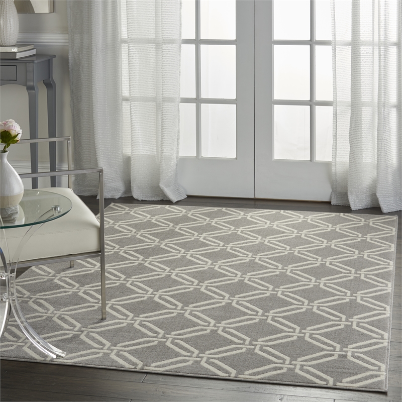 Nourison Jubilant 6' x 9' Grey Contemporary Indoor Rug Polypropylene
