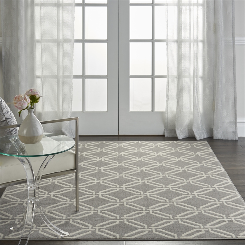 Nourison Jubilant 6' x 9' Grey Contemporary Indoor Rug Polypropylene