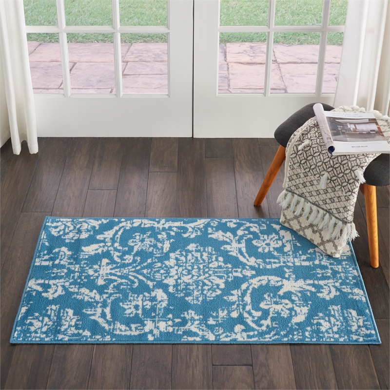 Nourison Jubilant 2' x 4' Blue Fabric Vintage Area Rug (2' x 4')