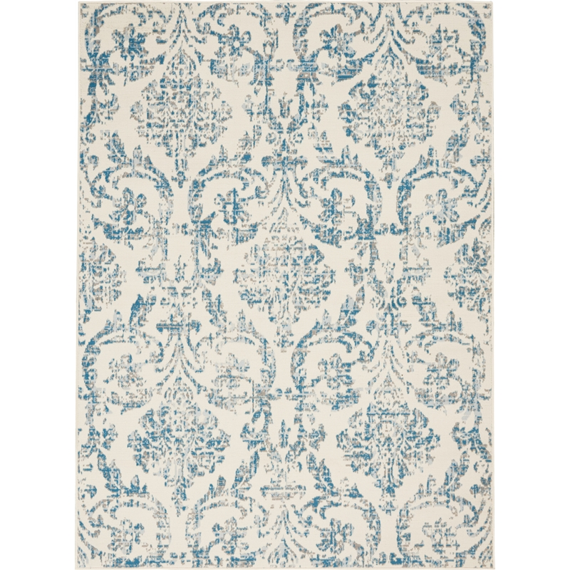 Nourison Jubilant 4' x 6' White and Blue Fabric Vintage Area Rug (4' x 6')