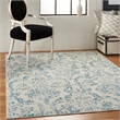 Nourison Jubilant 4' x 6' White and Blue Fabric Vintage Area Rug (4' x 6')