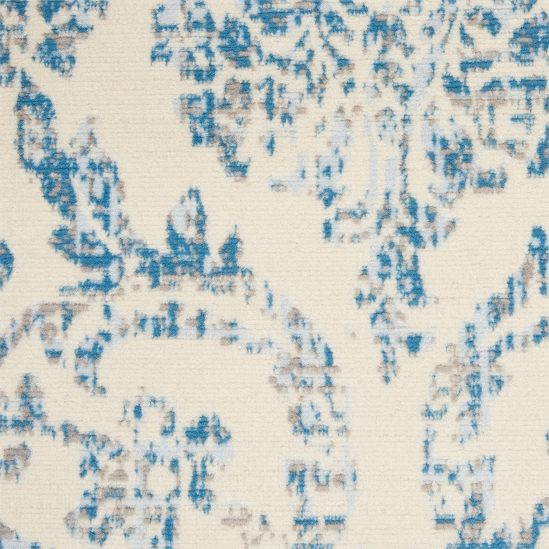 Nourison Jubilant 4' x 6' White and Blue Fabric Vintage Area Rug (4' x 6')