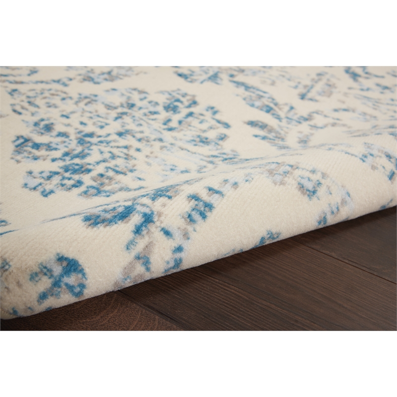 Nourison Jubilant 4' x 6' White and Blue Fabric Vintage Area Rug (4' x 6')