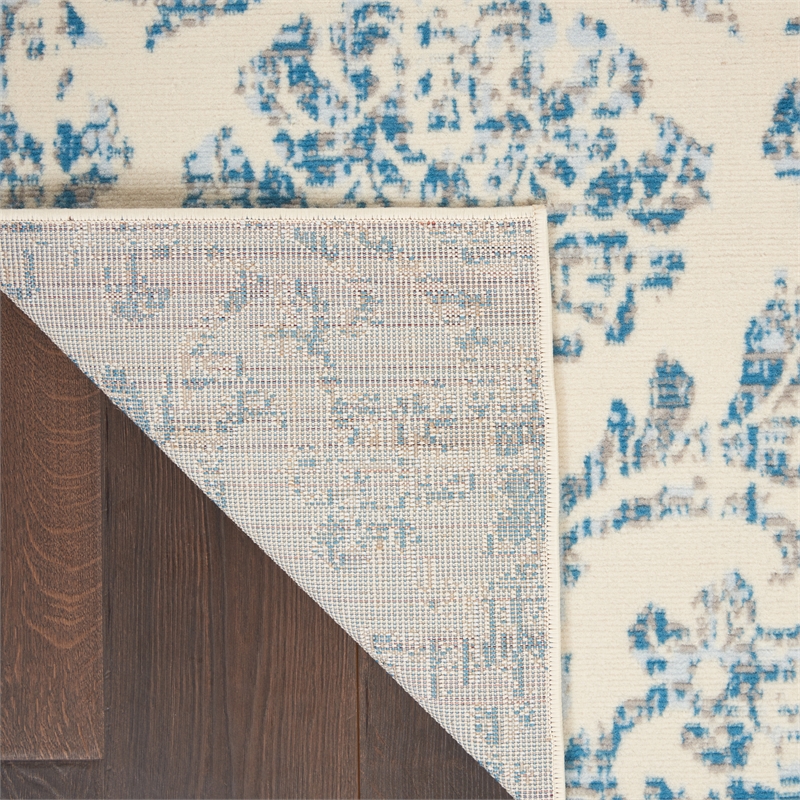 Nourison Jubilant 4' x 6' White and Blue Fabric Vintage Area Rug (4' x 6')