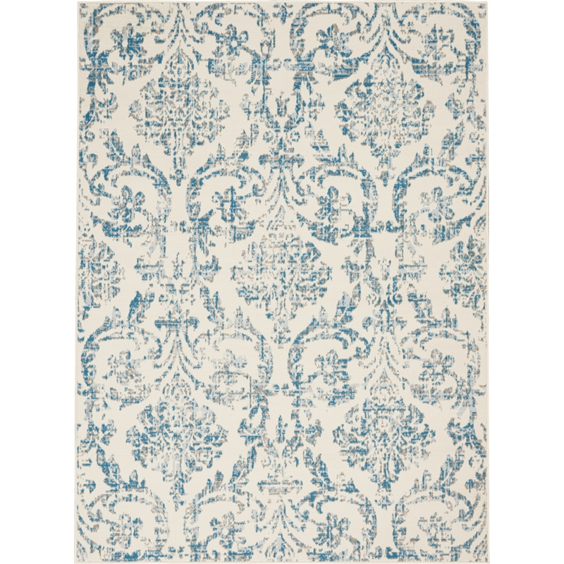 Nourison Jubilant 4' x 6' White and Blue Fabric Vintage Area Rug (4' x 6')