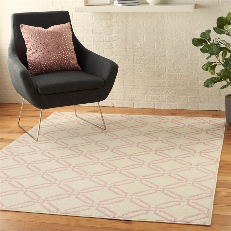 Nourison Jubilant 4' x 6' Ivory/Pink Contemporary Indoor Rug