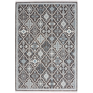 nourison lennox 4' x 6' charcoal/ivory/blue transitional indoor rug