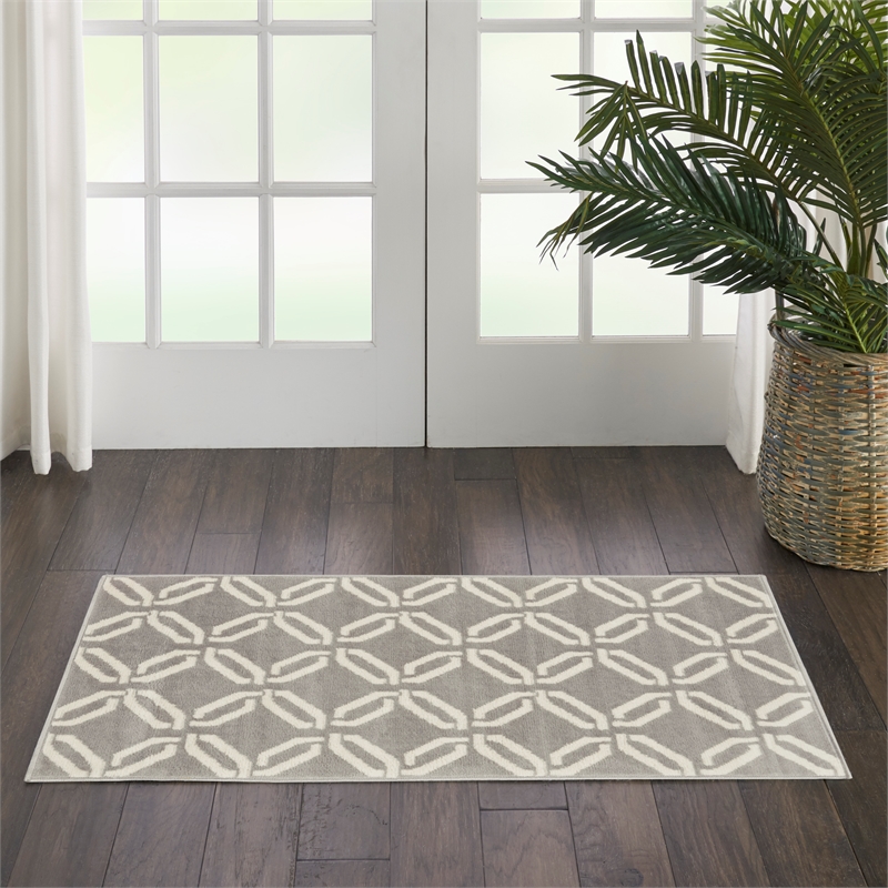 Nourison Jubilant 2' x 4' Grey Contemporary Indoor Rug
