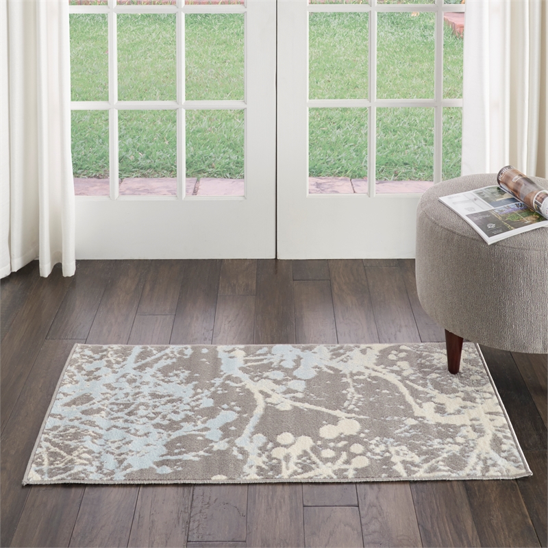 Nourison Jubilant 2' x 4' Grey Modern Indoor Rug