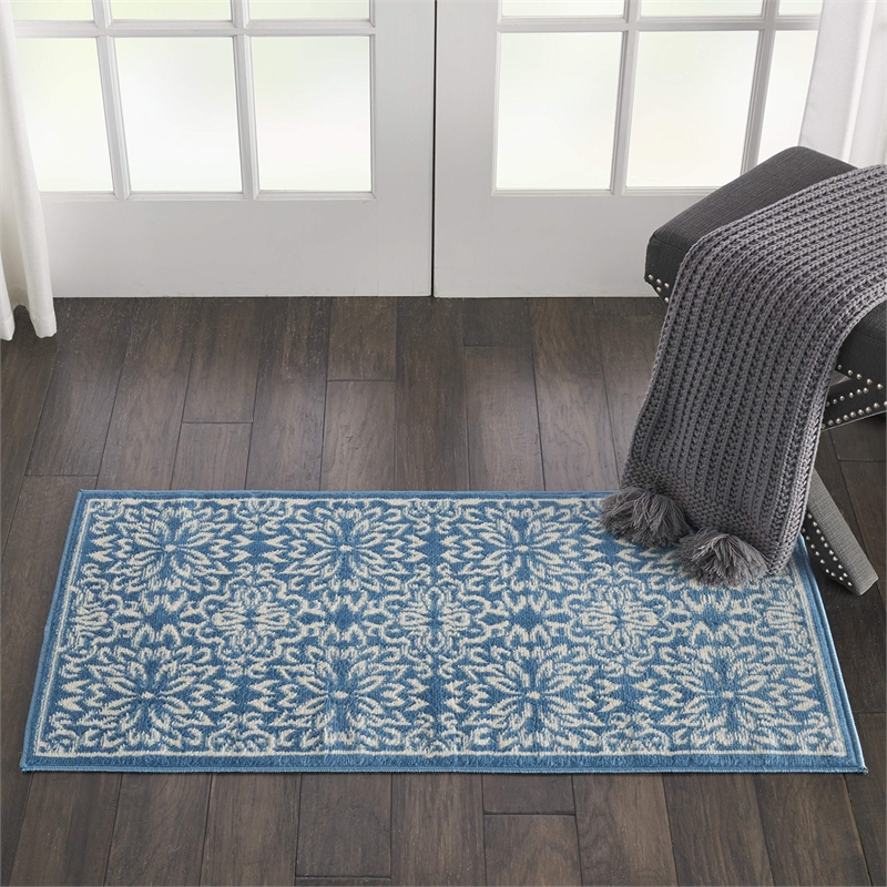 Nourison Jubilant 2' x 4' Ivory/Blue Farmhouse Indoor Rug