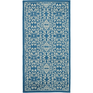 nourison jubilant 2' x 4' ivory/blue farmhouse indoor rug
