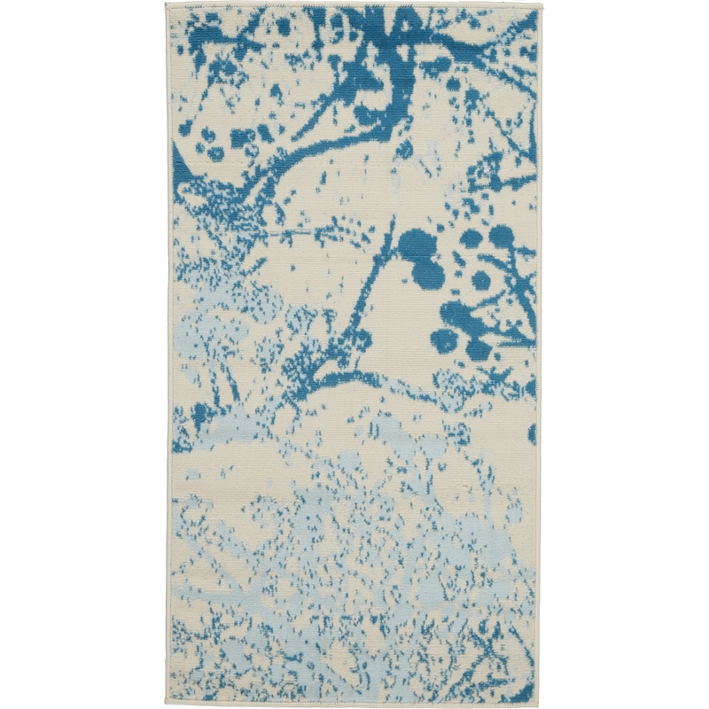 Nourison Jubilant 2' x 4' Ivory/Blue Modern Indoor Rug