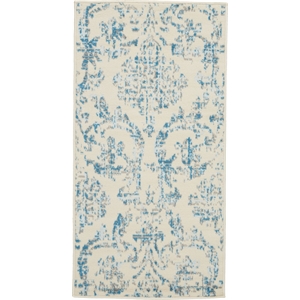 Nourison Jubilant 2' x 4' White and Blue Fabric Vintage Area Rug (2' x 4')