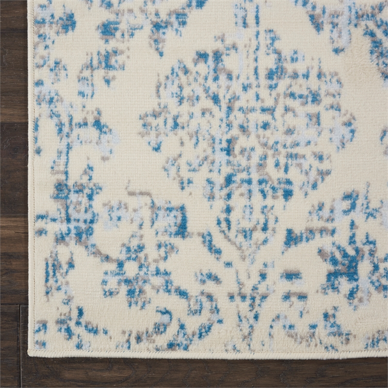 Nourison Jubilant 2' x 4' White and Blue Fabric Vintage Area Rug (2' x 4')