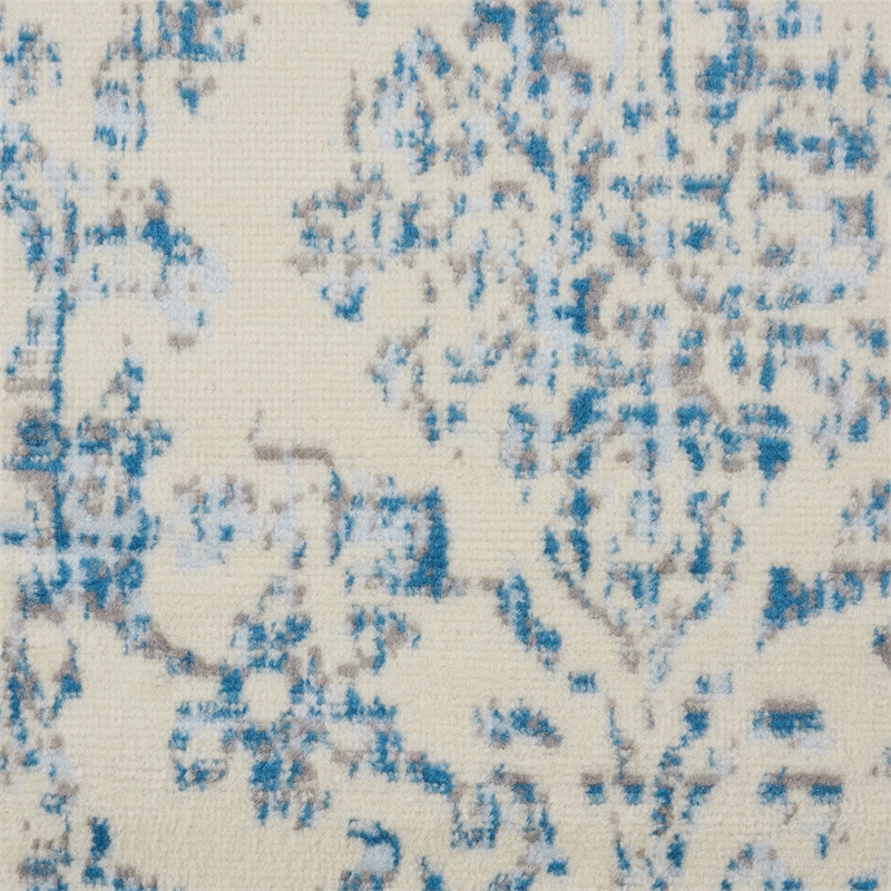 Nourison Jubilant 2' x 4' White and Blue Fabric Vintage Area Rug (2' x 4')