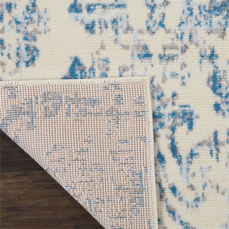 Nourison Jubilant 2' x 4' White and Blue Fabric Vintage Area Rug (2' x 4')